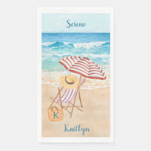 Watercolor Tropical Beach Personalize Paper Guest Towels