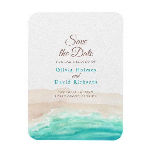 Watercolor Tropical Beach Save the Date Magnet