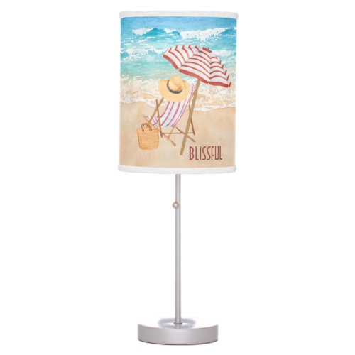 Watercolor Tropical Beach  Table Lamp