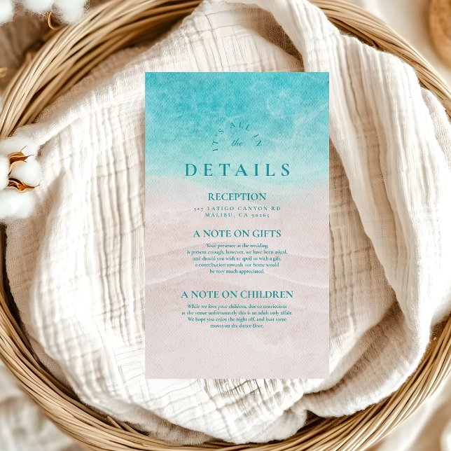 Watercolor Tropical Beach Wedding Enclosure Card (Creator Uploaded)