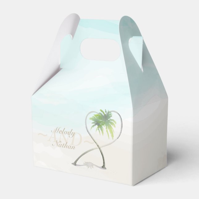 Watercolor Tropical Beach Wedding Favor Box (Front Side)