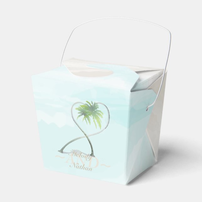 Watercolor Tropical Beach Wedding Favor Box (Front Side)