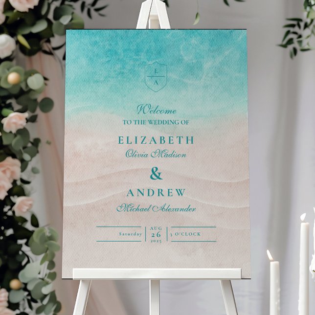 Watercolor Tropical Beach Wedding Foam Board (Creator Uploaded)