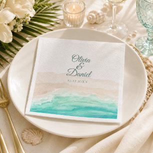 Watercolor Tropical Beach Wedding Napkins