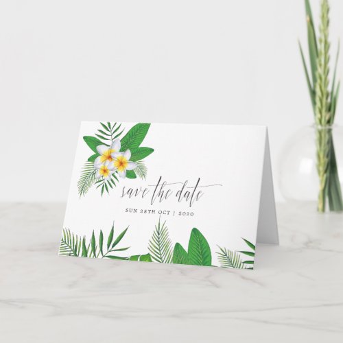 Watercolor Tropical Beach Wedding Save the Date Card