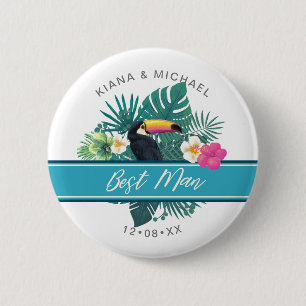 Watercolor Tropical Best Man Best Man ID577 Button