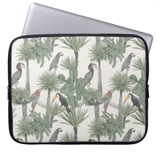 Watercolor Tropical Bird Pattern Laptop Sleeve