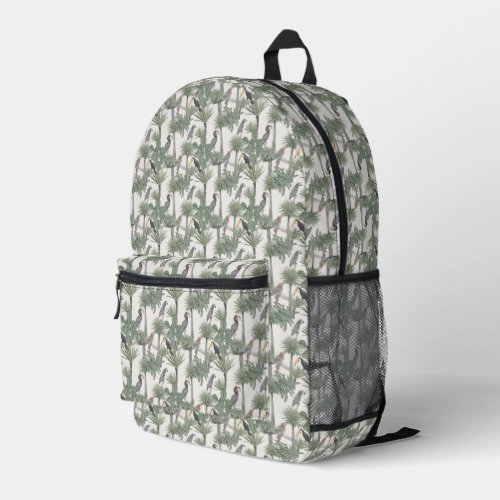 Watercolor Tropical Bird Pattern Printed Backpack