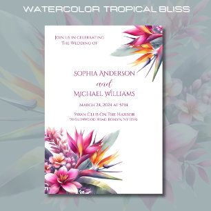 Watercolor Tropical Bliss-Wedding Theme Invitation