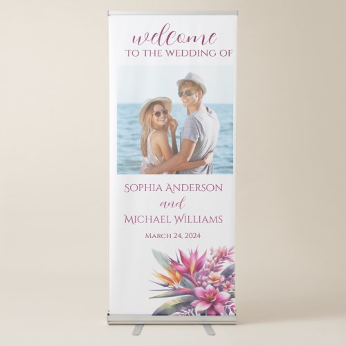 Watercolor Tropical Bliss_Wedding Welcome Sign_ Retractable Banner