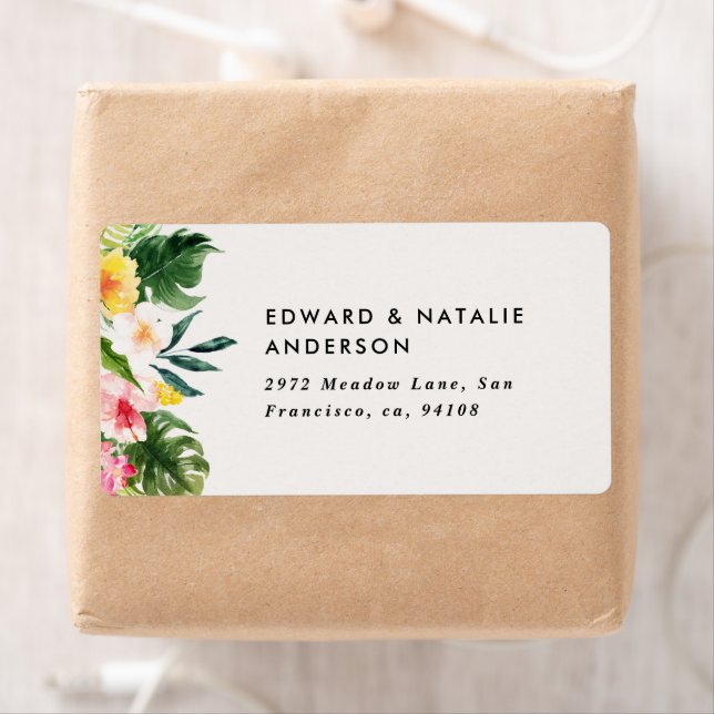 watercolor tropical botanical floral colorful label (Insitu)