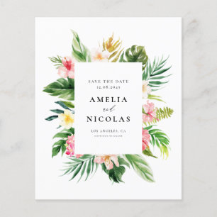 Watercolor Tropical Botanical Frame Save the Date