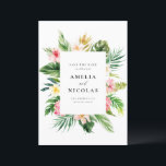 Watercolor Tropical Botanical Frame Summer Save The Date<br><div class="desc">Announce your wedding date to family and friends with this customizable save the date announcement card.  It features a watercolor frame of tropical flowers and greenery. Personalize by adding names,  dates,  venues,  and other details. This tropical save-the-date card is perfect for summer weddings.</div>