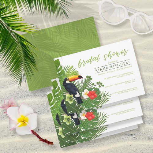 Watercolor Tropical Bridal Shower Green ID577 Invitation
