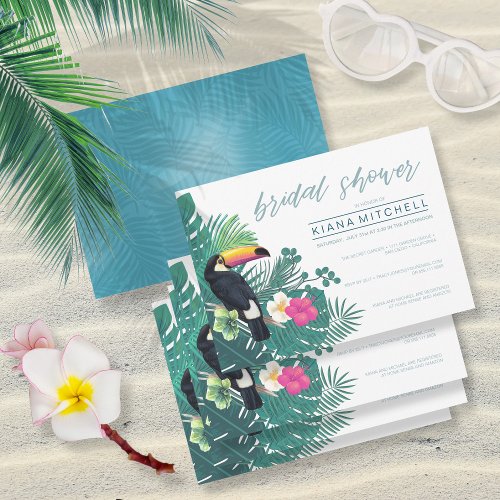 Watercolor Tropical Bridal Shower Teal ID577 Invitation