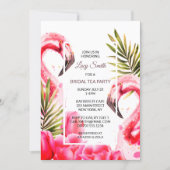 Watercolor Tropical Bridal Tea Party | Flamingoes Invitation (Front)