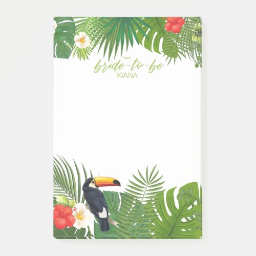 Watercolor Tropical Bride_to_Be Green ID577 Post_it Notes