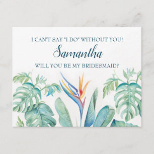 Watercolor Tropical BRIDESMAID PROPOSAL card