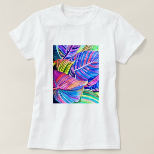 Watercolor tropical canna leaves T_Shirt