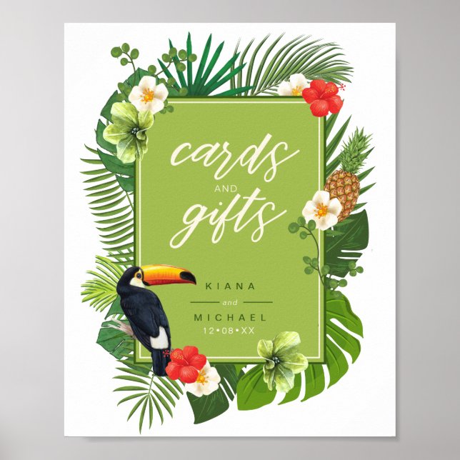 Watercolor Tropical Cards & Gifts Green ID577 Poster (Front)