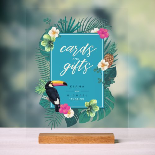 Watercolor Tropical Cards  Gifts Teal ID577 Acrylic Sign