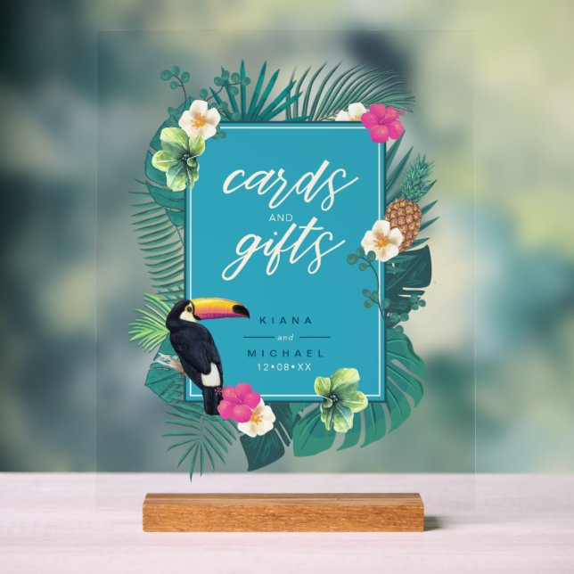 Watercolor Tropical Cards & Gifts Teal ID577 Acrylic Sign (Neutral)