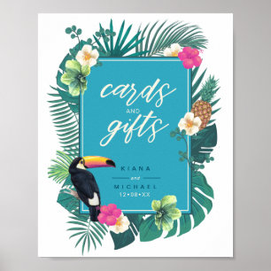 Watercolor Tropical Cards & Gifts Teal ID577 Poster
