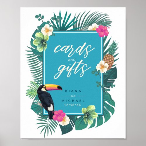 Watercolor Tropical Cards  Gifts Teal ID577 Poster