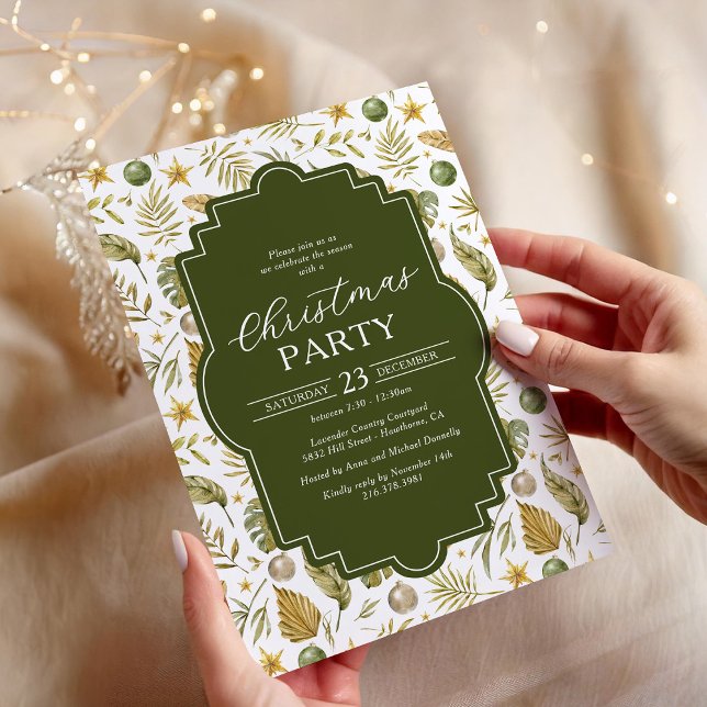Watercolor Tropical Christmas Holiday Party Invitation (Creator Uploaded)