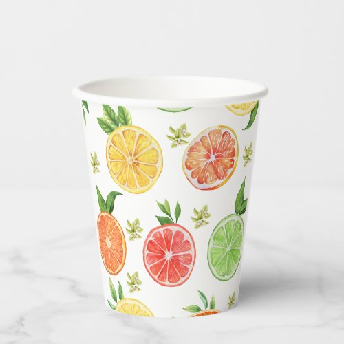 Watercolor Tropical Citrus   Paper Cups