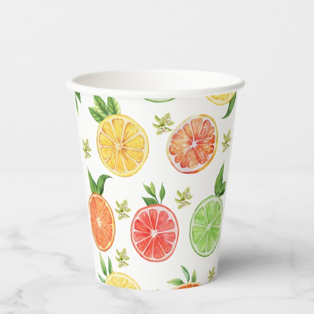 Watercolor Tropical Citrus   Paper Cups (Front)