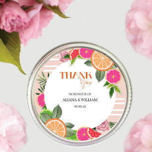 Watercolor Tropical Citrus Thank You Favor Sticker
