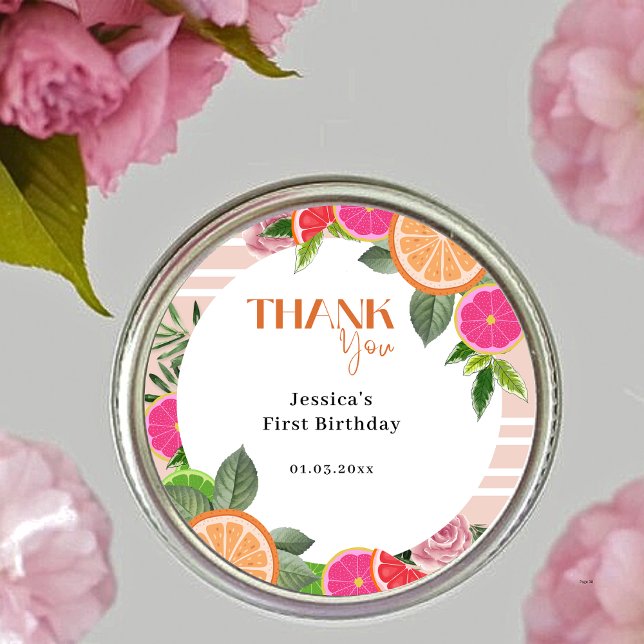 Watercolor Tropical Citrus Thank You Favor Sticker (Creator Uploaded)