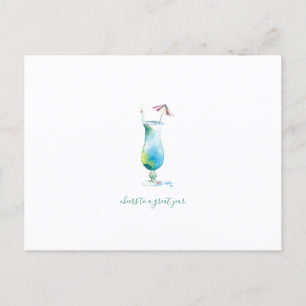 Watercolor Tropical Cocktail Holiday Postcard