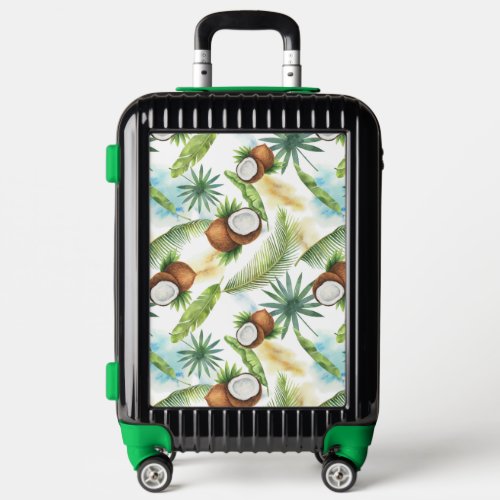 Watercolor Tropical Coconut Pattern Luggage