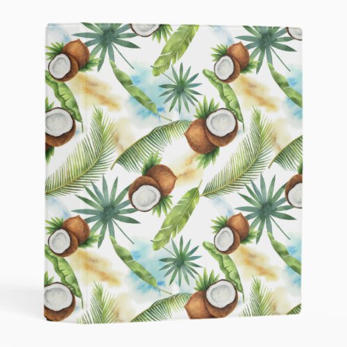 Watercolor Tropical Coconut Pattern Mini Binder