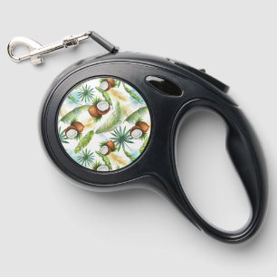 Watercolor Tropical Coconut Pattern Retractable Pet Leash