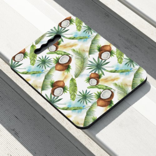 Watercolor Tropical Coconut Pattern Seat Cushion