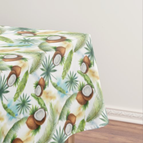 Watercolor Tropical Coconut Pattern Tablecloth