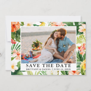 Watercolor Tropical Coral Floral Save The Date