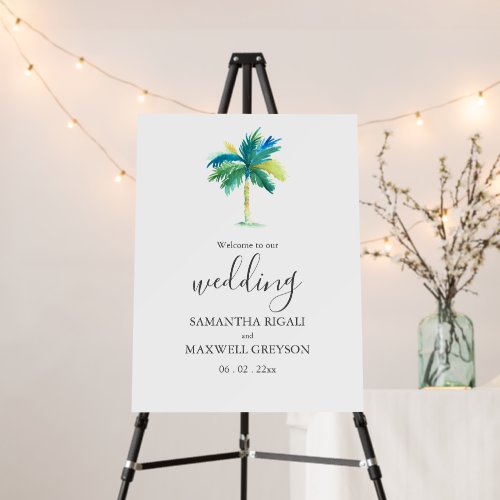 Watercolor Tropical Destination Wedding Welcome Foam Board