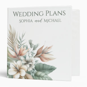 Watercolor Tropical Elegance-Wedding Plans- 3 Ring Binder