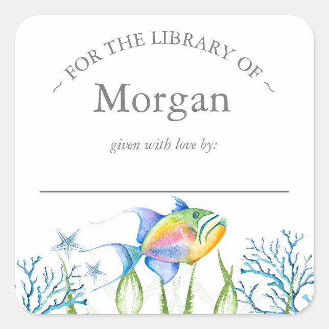 Watercolor Tropical Fish Bookplate (Front)