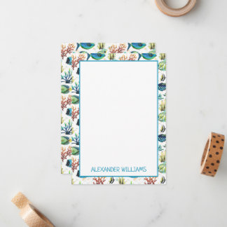 Watercolor Tropical Fish Personalized Note Card