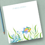 Watercolor Tropical Fish Personalized Stationery Notepad<br><div class="desc">Cute and coastal, this tropical stationery features the words "I'd rather be under the sea" in blue script typography. It can be personalized with your family name or monogram in a hand lettered script typography with my queen trigger fish original watercolor art. Perfect as a gift for kids or your...</div>