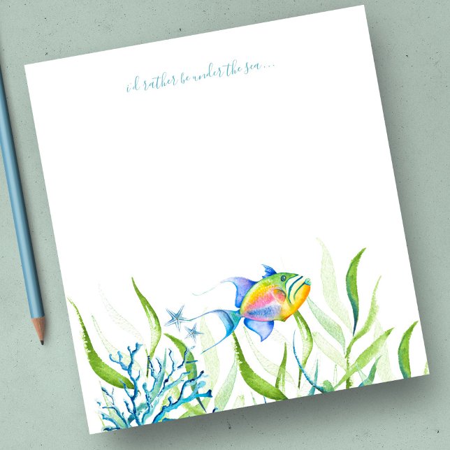 Watercolor Tropical Fish Personalized Stationery Notepad (Notepad Watercolor Tropical Fish Personalized Stationery )