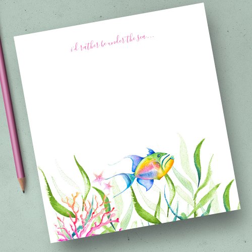 Watercolor Tropical Fish Personalized Stationery Notepad