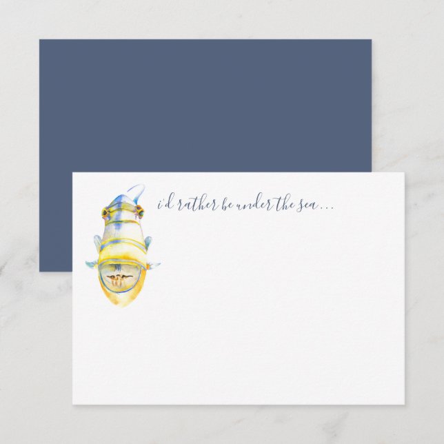 Watercolor Tropical Fish Stationery Note Card (Front/Back)