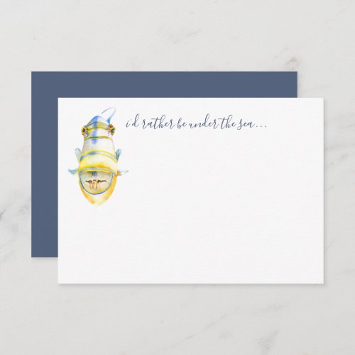 Watercolor Tropical Fish Stationery Note Card