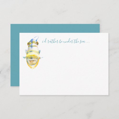 Watercolor Tropical Fish Stationery Note Card